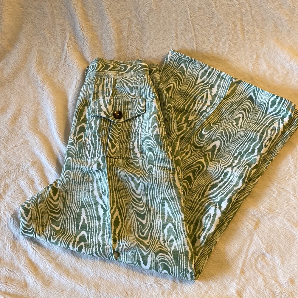 Anthropologie Green Patterned Pants